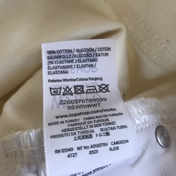 Topshop Moto Binx || White Button Front Slim Stretch Jeans SZ 25 L 32 - Picture 11 of 13